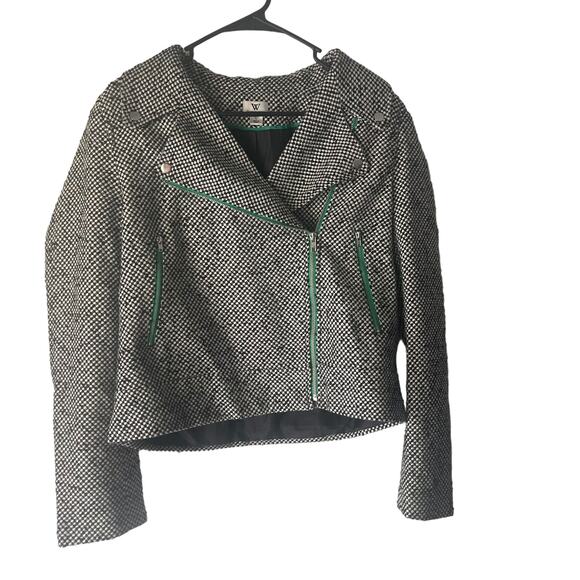 Worthington Women's Size Large Twee Moto Biker Grunge Herringbone Jacket - Picture 1 of 12